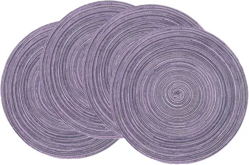Vista 52 de SHACOS Juego de 4 manteles individuales redondos lavables de 15 pulgadas, de algodón, poliéster, trenzados, para mesa de comedor, boda, decoración