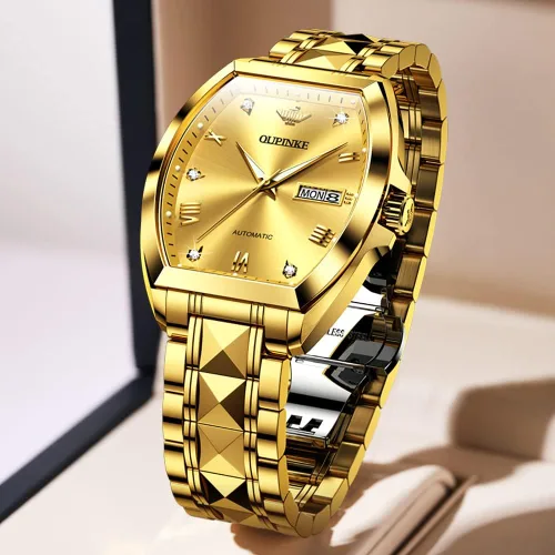 Vista 8 de OUPINKE Relojes automáticos de lujo para hombre, de cuerda automática, mecánico, de diamante, de acero de tungsteno, impermeable, luminoso