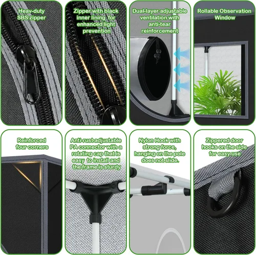 Vista 3 de Tienda de cultivo de 18 x 30 x 36 pulgadas para plantas de interior 600D Mylar hidropónico de alta reflexión para plantas, frutas, flores, cultivo