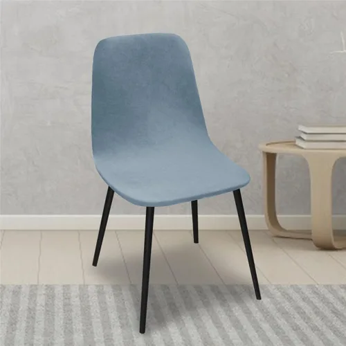 Vista 5 de Paquete de 2 fundas de terciopelo para sillas de comedor, lavables, extraíbles, de mediados de siglo, modernas, curvas, sin brazos, para decoración