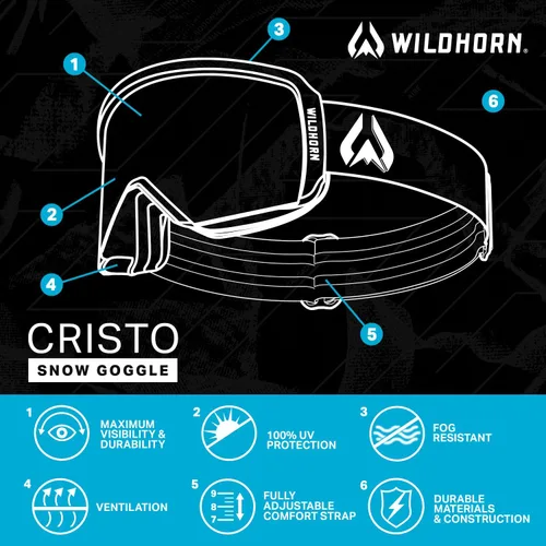 Vista 9 de Wildhorn Cristo - Gafas de esquí para hombre y mujer, 100% UV, antivaho OTG, gafas de snowboard, proveedor oficial del equipo de esquí de EE. UU.