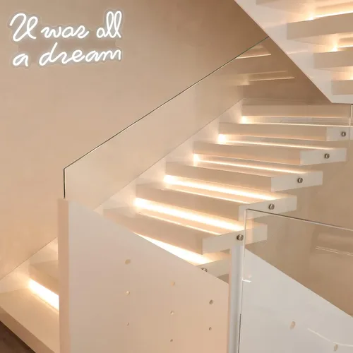 Vista 6 de ATOLS Letrero de neón con texto en inglés «It Was All a Dream» para decoración de pared, funciona con pilas o USB, con texto en inglés «It Was All a
