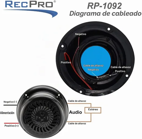 Vista 6 de RecPro Paquete de 2 altavoces de montaje empotrado RV 5.25 pulgadas negro LED azul