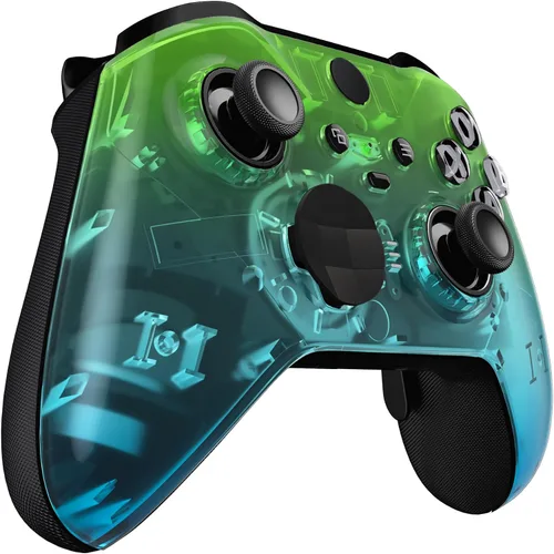 Vista 7 de eXtremeRate Gradient Translucent Green Blue Front Housing Shell Case Replacement Kit for Xbox One Elite Series 2, Xbox Elite 2 Core Controller