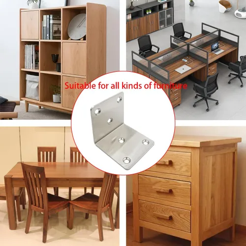 Vista 4 de Soportes de ángulo recto de 90 grados de acero inoxidable con tornillos en forma de L juntas placa 6 piezas