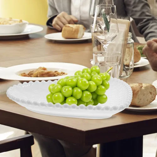 Vista 7 de Hemoton Plato de cerámica en forma de corazón de 7 pulgadas, plato de postre blanco para aperitivos, frutas, ensaladas, microondas y lavavajillas