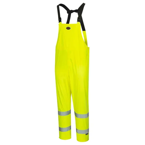 Vista 10 de Pioneer Equipo de lluvia de alta visibilidad Chaqueta de seguridad y pantalones con peto – Alta visibilidad, impermeable, traje de trabajo de PVC