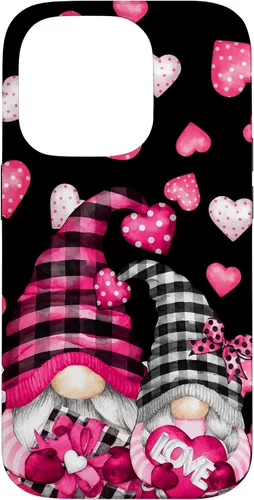 Vista 17 de Pink Buffalo Plaid Valentines Gnome Cute Love Heart Case for iPhone 17