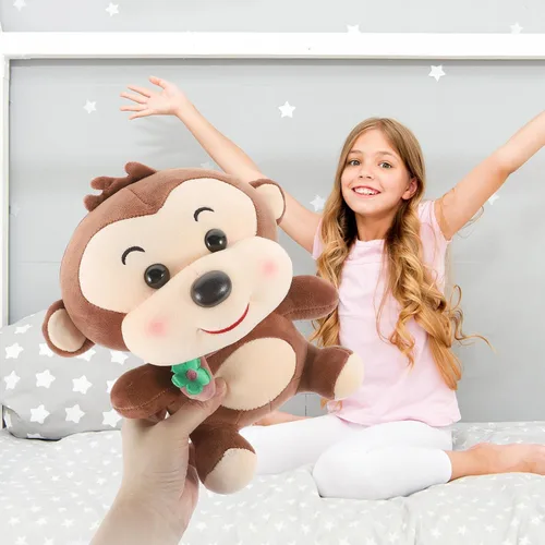 Vista 5 de MERRYHAPY Adorable peluche de mono hecho con algodón suave, lindo peluche en forma de mono de dibujos animados, para jugar y decoración