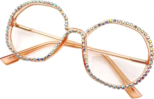 Vista 3 de Gafas de lectura con diamantes de imitación de polígono para mujer, con bloqueo de luz azul Negro