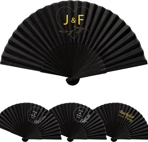 Vista 9 de Ventiladores personalizados de mano personalizados, ventilador plegable de mano, ventilador chino de tela oriental para graduación de baile