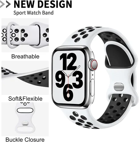 Vista 3 de Paquete de 3 correas deportivas compatibles con Apple Watch de 1.496 in 1.575 in 1.614 in 1.654 in 1.732 in 1.772 in 1.929 in, correa de silicona