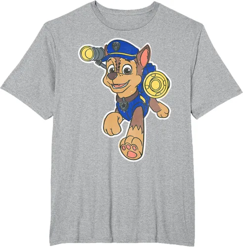 Vista 83 de Paw Patrol Chase Character Patch - Camiseta negra de manga corta con cuello redondo y ajuste clásico, talla S Negro
