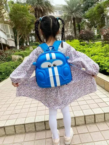 Vista 7 de Mochila para niños pequeños de coche,Bolsas para niños preescolares,Mochila de dibujos animados 3D para niños, Azul, Mochila Daypack