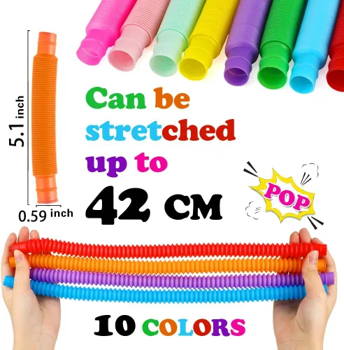 Vista 3 de Paquete de 52 Tubos Pop, Juguetes Sensoriales Recuerdos de Fiesta Para Niños de 8-12 4-8 Juguetes Fidget Para Ansiedad Rellenos de Bolsas