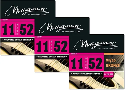 Vista 7 de Magma Cuerdas para guitarra acústica, calibre de luz regular 80/20, juego de bronce.011 - .052 (GA130B80), 1 juego