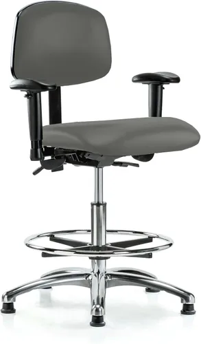 Vista 72 de PERCH - Silla giratoria con ruedas para alfombra o linóleo, cromado, Textil, Tela negra
