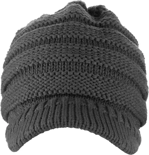 Vista 22 de C.C Gorro de punto trenzado cálido y grueso con visera