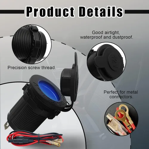 Vista 3 de Kit de bricolaje de enchufe de encendedor de cigarrillos de 12 V, impermeable, ATV, RV, encendedor de cigarrillos, reemplazo de toma de corriente