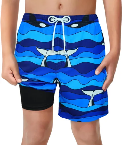 Vista 38 de Trajes de Baño para Niños con Forro de Compresión Cómodos Shorts de Natación Anti-Rozaduras Elásticos UPF Secado Rápido Talla 3T-20 Estrellas Águila
