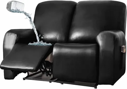 Vista 9 de JOKIVTOU Funda elástica de piel sintética para sofá reclinable de 1/2/3 asientos, con bolsillos laterales, impermeable, funda para sofá reclinable