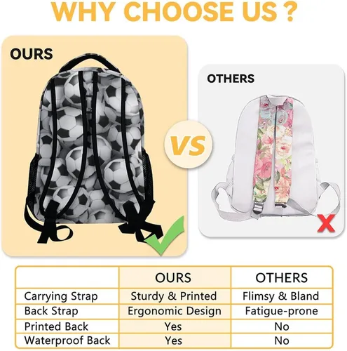 Vista 5 de Mercuryelf Mochila de fútbol personalizada para niños y niñas con juego de lonchera, mochilas de viaje escolar 3 en 1, combo a juego, bolsa ligera