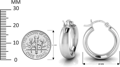 Vista 4 de TURQ N TAUPE 925 Sterling Silver Italian Design Hollow Oval Tube Hoop Earrings for Women & Girls - LightWeight Perfect for Everyday Wear & Gifting