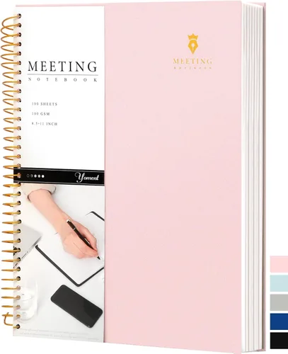 Vista 16 de Cuaderno de Reuniones para Trabajo con Elementos de Acción 5.5×8.5 Tapa Dura Espiral Planificador de Reuniones para Oficina Negocios Notas