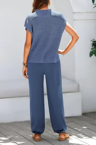 Vista 2 de PRETTYGARDEN Conjunto de dos piezas para mujer, suéter de punto y pantalones de cintura alta a juego