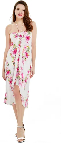 Vista 5 de Vestido hawaiano de Luau halter con estampado floral para mujer en flor