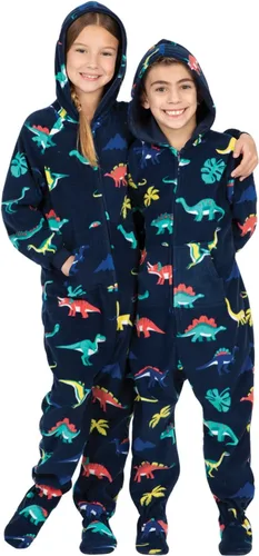 Vista 4 de Footed Pajamas - Mameluco familiar con capucha a juego Suéteres de una pieza para niños, niñas, hombres, mujeres y mascotas Unisex