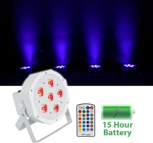 Vista 2 de 4 Rockville Batería PAR 6RF Blanco Recargable Inalámbrico DMX Lights+Remotes+Bolsas