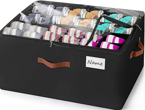 Vista 8 de Organizador de zapatos para armario, se adapta a hasta 32 pares, contenedor de almacenamiento grande para zapatos con cubierta transparente