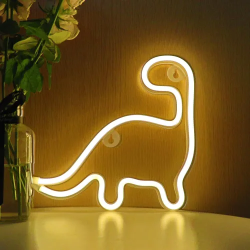Vista 7 de Letrero de neón de dinosaurio, luz LED, decoración de pared, decoración de habitación, bonita luz nocturna, regalo para niños y niñas, regalo