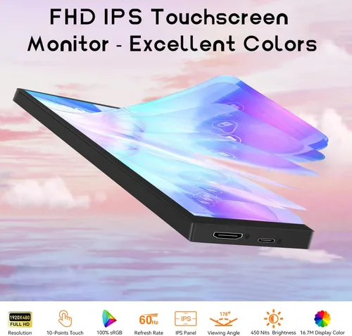 Vista 2 de Monitor táctil pequeño de 8.8 pulgadas, pantalla de temperatura de PC, pantalla de panel de sensores de PC, pantalla IPS USB mini para Raspberry Pi