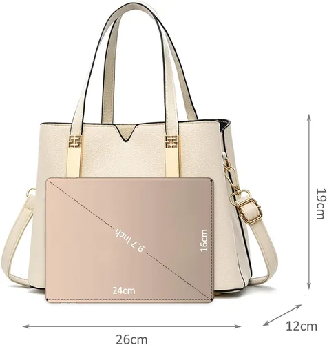 Vista 6 de NICOLE & DORIS Bolsos de mano para mujer, elegantes bolsos de hombro con asa superior, bolsos cruzados para mujer, bolso de trabajo de piel sintética