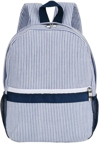 Vista 2 de Mochila ligera para niños pequeños, mochila preescolar de sirsaca para niños, bonita mochila plisada para jardín de infantes, pequeña, marino