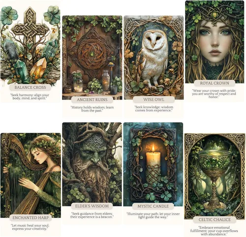 Vista 3 de Cartas de oráculo mágico celta, cartas de tarot, cartas Oracle para principiantes, afirmaciones holísticas Wicca, perfectas para crear un mazo