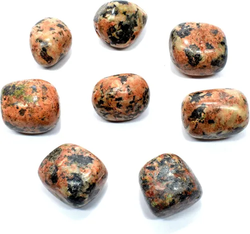 Vista 3 de HQRP Ortopoclasa naranja con inclusiones de turmalina negra, piedras pulidas, piedras preciosas de feldespato natural, piedras preciosas de cristal