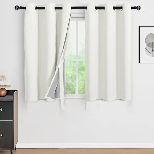Vista 30 de DWCN - Cortinas 100% opacas para dormitorio con forro negro, cortinas de ventana de doble capa con aislamiento térmico que oscurecen toda la Azul