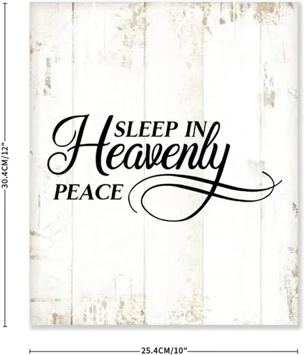 Vista 2 de Yinrune Wooden Signs Sleep in Heavenly Peace Rustic Wooden Wall Art Signs Inspirational for Home Laundry Room Bathroom Decor 10x12in