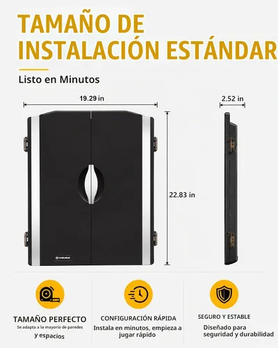 Vista 5 de WIN.MAX Electronic Dart Board Cabinet Set for Adults, Black Plateado