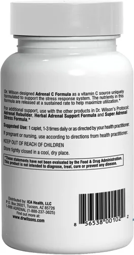 Vista 2 de Dr. Wilson suprarrenal C Formula 90 comprimidos de liberación temporal, vitamina C tamponada para el estrés diario