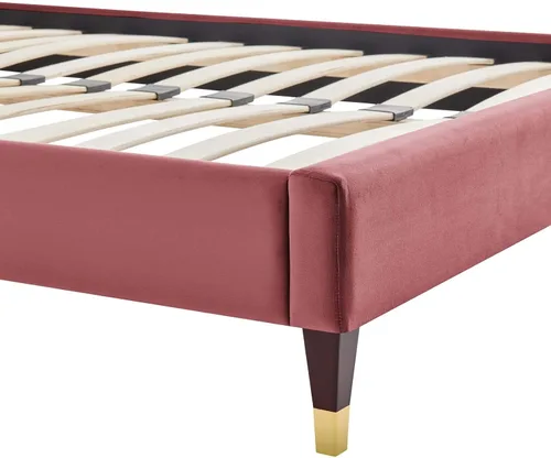 Vista 7 de Modway MOD-6268-DUS Harlow - Marco de cama con plataforma de terciopelo de rendimiento individual, color rosa polvoriento