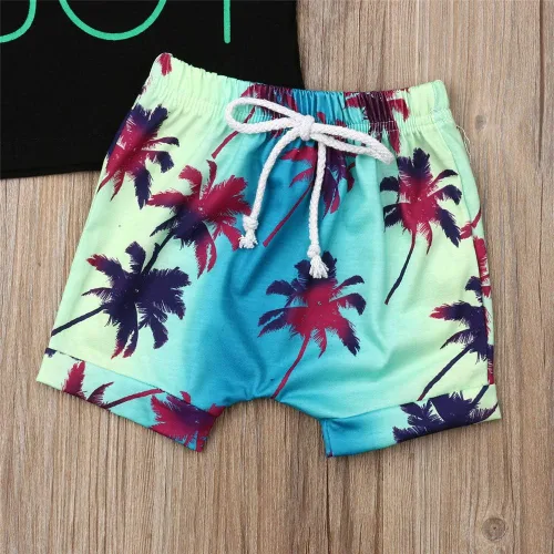 Vista 5 de Conjunto de 2 piezas de ropa de verano, con letras impresas, camiseta sin mangas y pantalón corto, para bebé