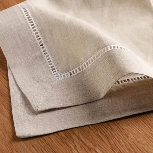 Vista 6 de Simple&Opulence Servilletas de cena de 100 % lino, con dobladillo decorativo de 18 x 18 pulgadas, lino francés natural, paquete de 4 servilletas