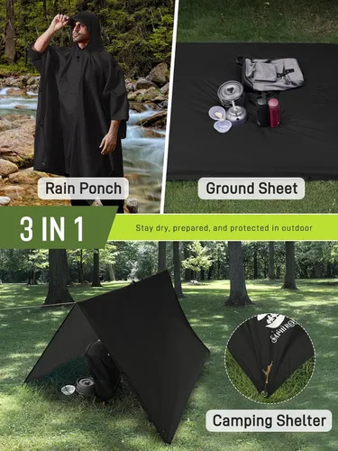 Vista 2 de Impermeable con capucha estilo poncho, para hombres y mujeres