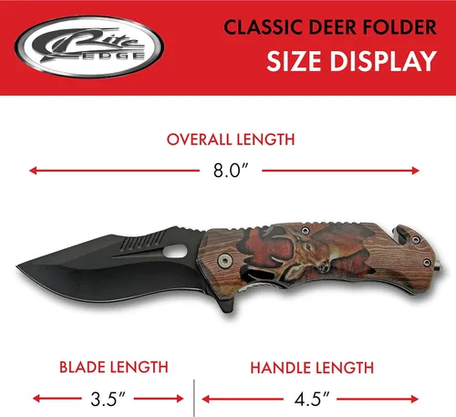 Vista 3 de SZCO Cuchillo plegable de 4.75 pulgadas, cuchillo de bolsillo con cortador de cinturón de seguridad y rompedor de vidrio, mango de estampado