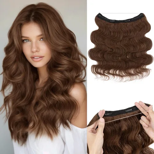Vista 33 de Extensiones de cabello humano real, extensiones de cabello humano 100 % humano, extensiones de clip, ondulado, negro azabache 01, 2.46 oz/18 pulgadas