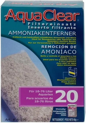 Vista 3 de Aqua Clear AquaClear 20 Insertos para remover amoníaco, medios de repuesto para filtro de acuario, A596